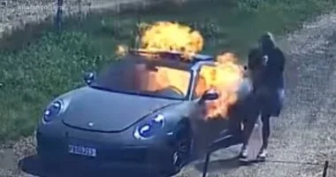 برازيلي يحرق بورش طمعا في التأمين وتكشفه كاميرات المراقبة
