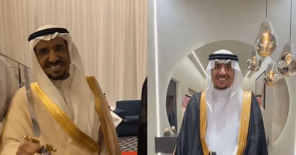 عبدالله السدحان يحتفل بزفاف ابنه نواف ويشارك في العرضة النجدية